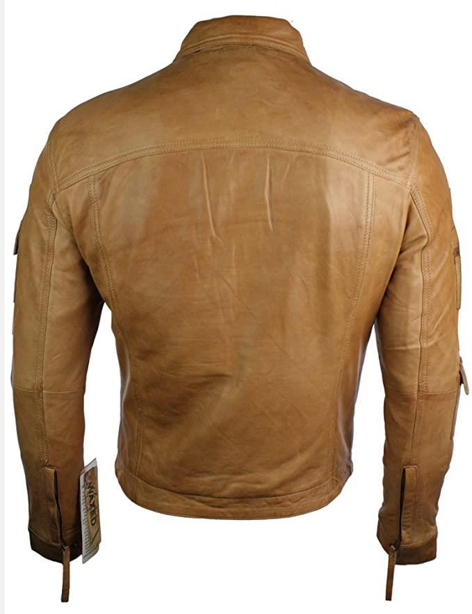 Mens Short Box Real Leather Jacket Black Vintage Slim Fit Retro Zipped Casual - Knighthood Store