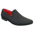 Mens Textured Slip On Black Blue Check Shoes Smart Casual Formal Italian Design - Knighthood Store