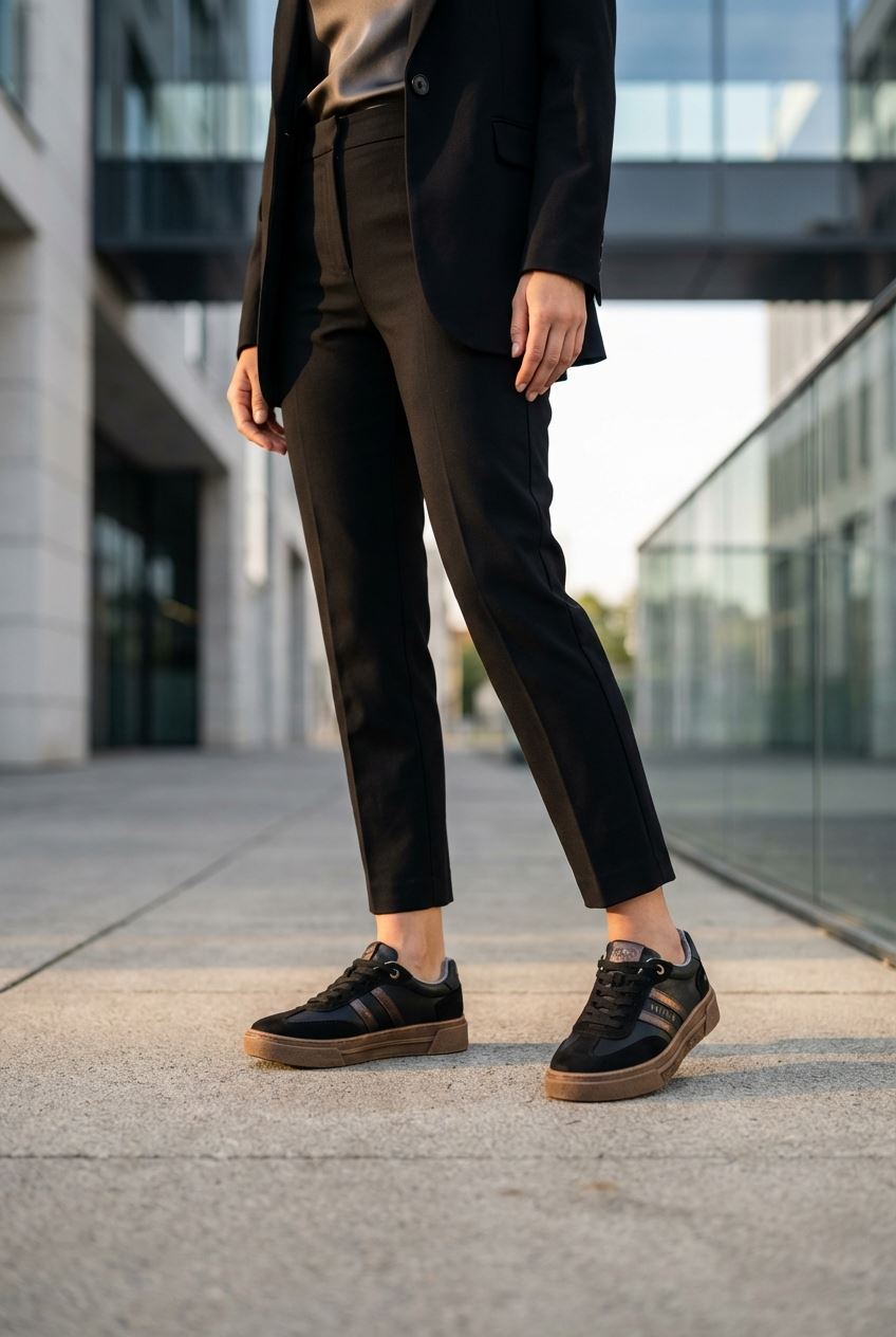 Women's Black Street Platform Sneakers Shoes