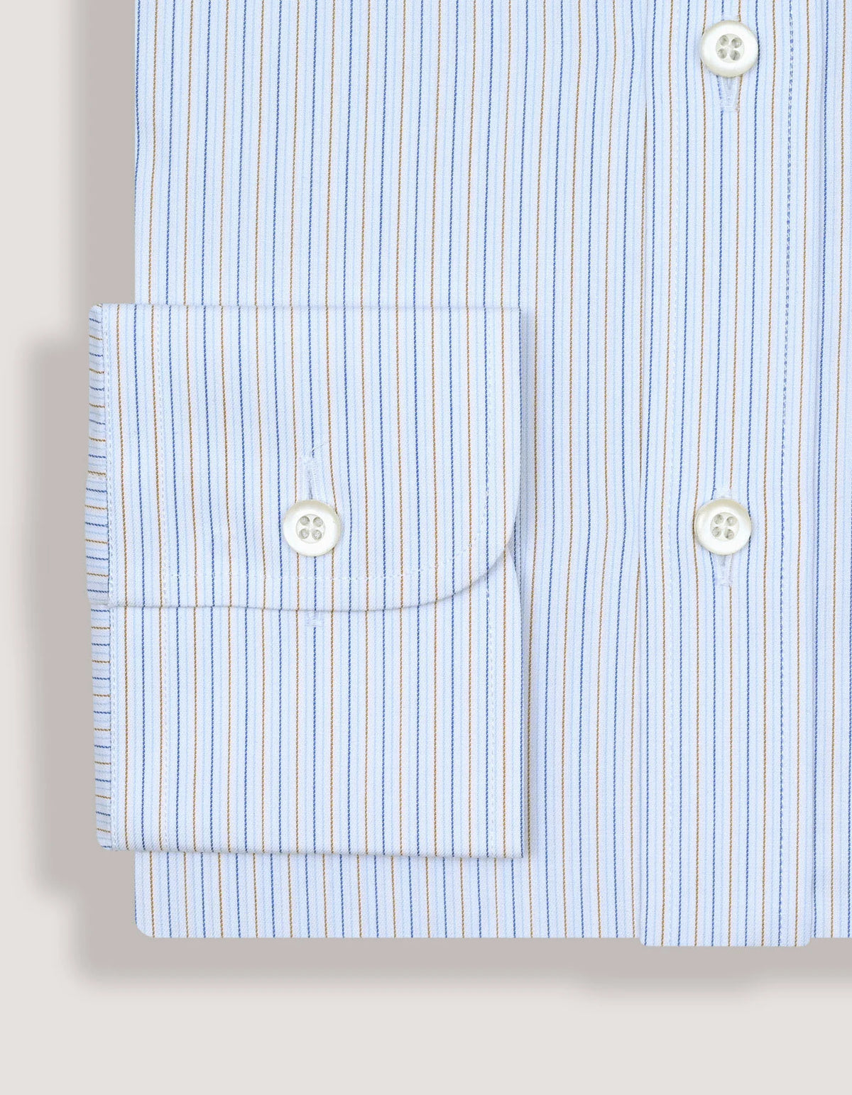Men's Striped Cotton Dress Shirt – Blue and Mustard