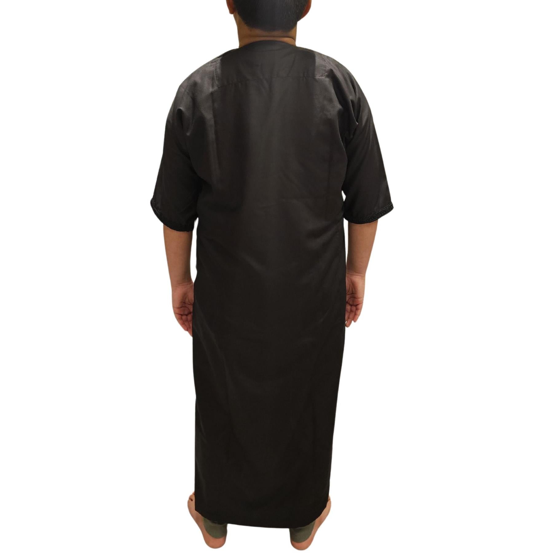 Boy's Morrocan Thobe Jubba Islamic Clothing Kaftan Dubai Arabic Robe Half Short Sleeve