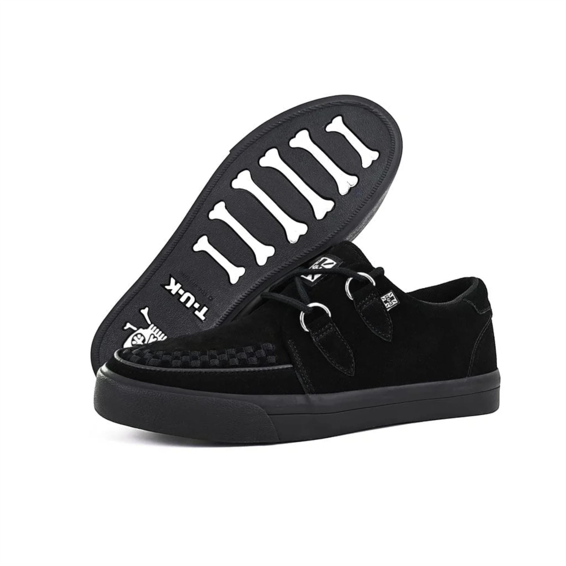 Pointed Creeper Sneaker Black Suede Platform Shoes