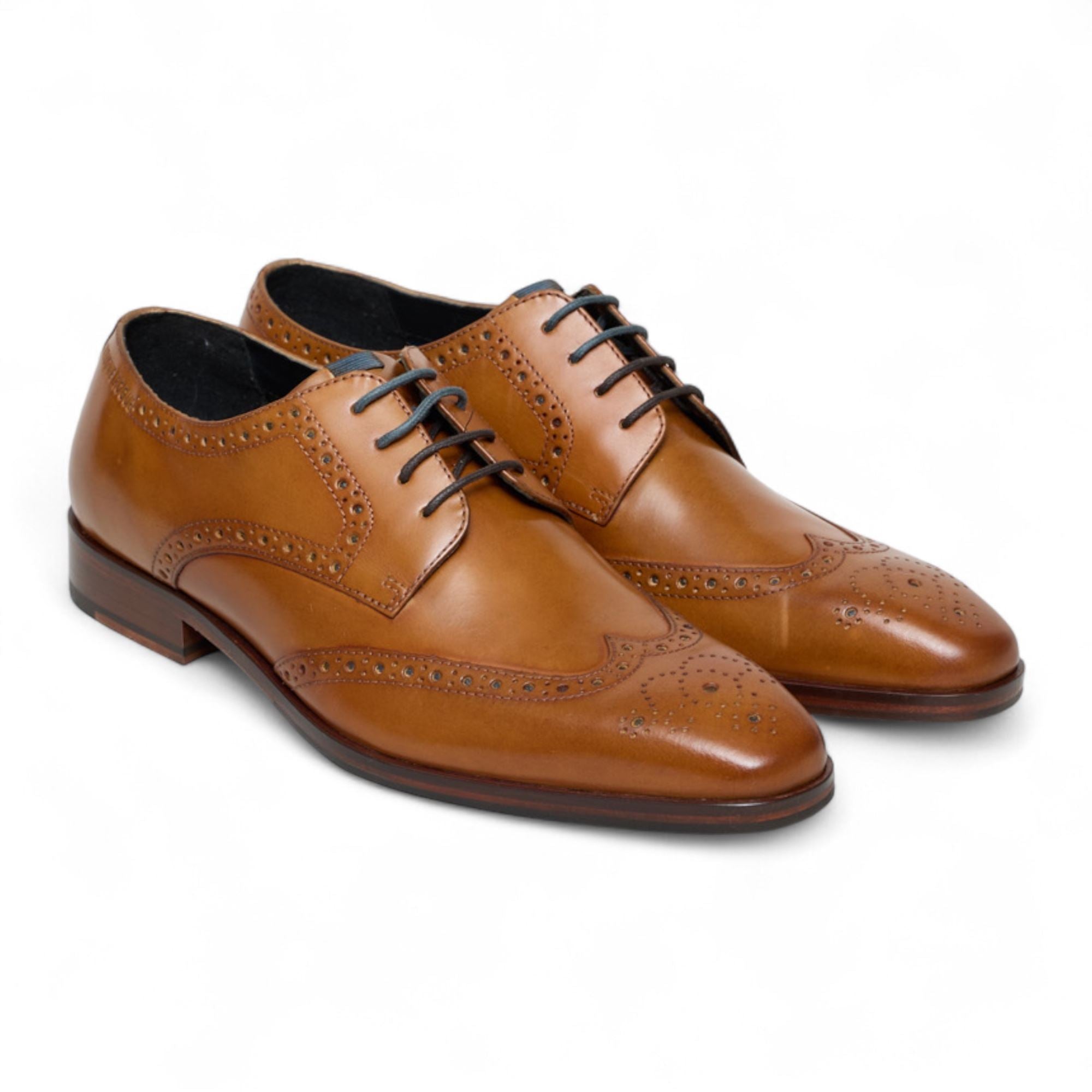 Men’s Tan Brown Leather Oxford Derby Classic Formal Lace-Up Brogue Shoes