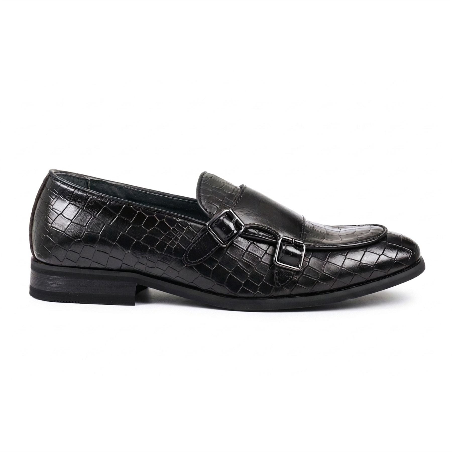 Men's Vegan Leather Double Monk Strap Loafers