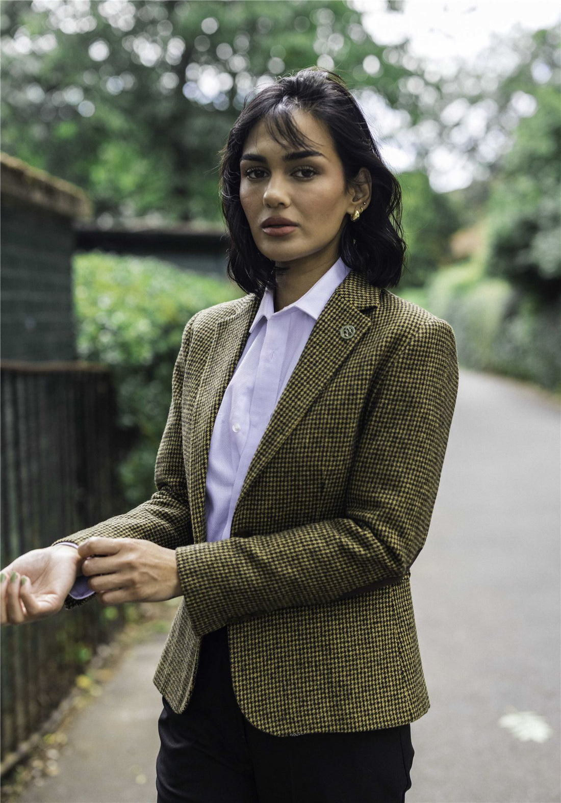 TPW-20 - Women's Wool Blend Brown Dogtooth Tweed Blazer