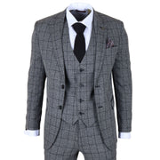 IM11 - Men's Charcoal 3 Piece Tailored Fit Check Suit
