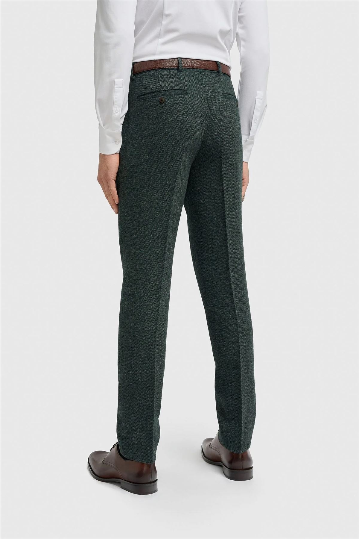 Thomas - Men’s Olive Green 3 Piece Wool Blend Tweed Suit