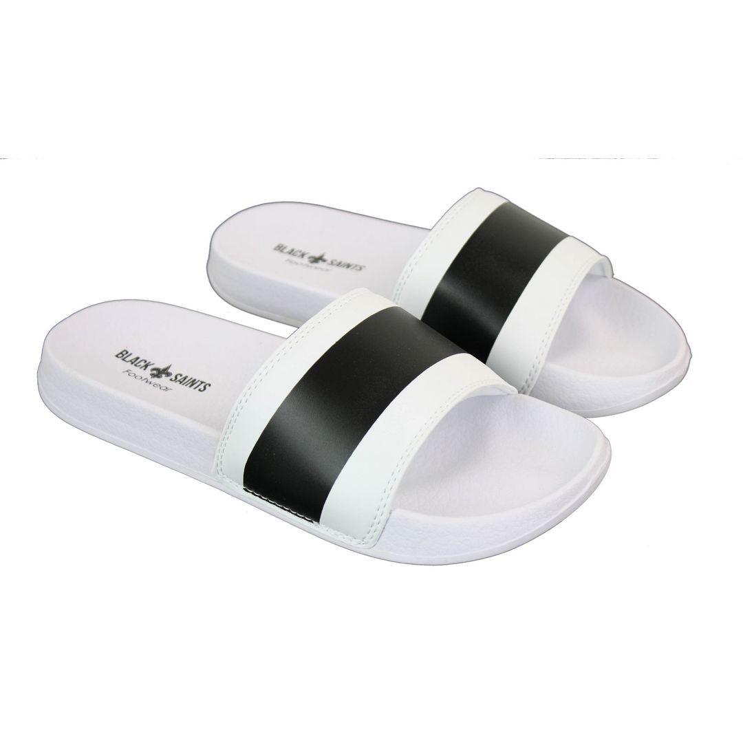 Mens Black White Stripes Spikes Flip Flops Slippers Summer Beach Casual Walking - Knighthood Store