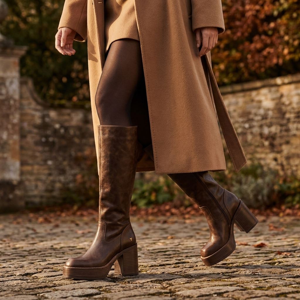 Niche - Women's Oak Brown Faux Leather Knee-High Boots