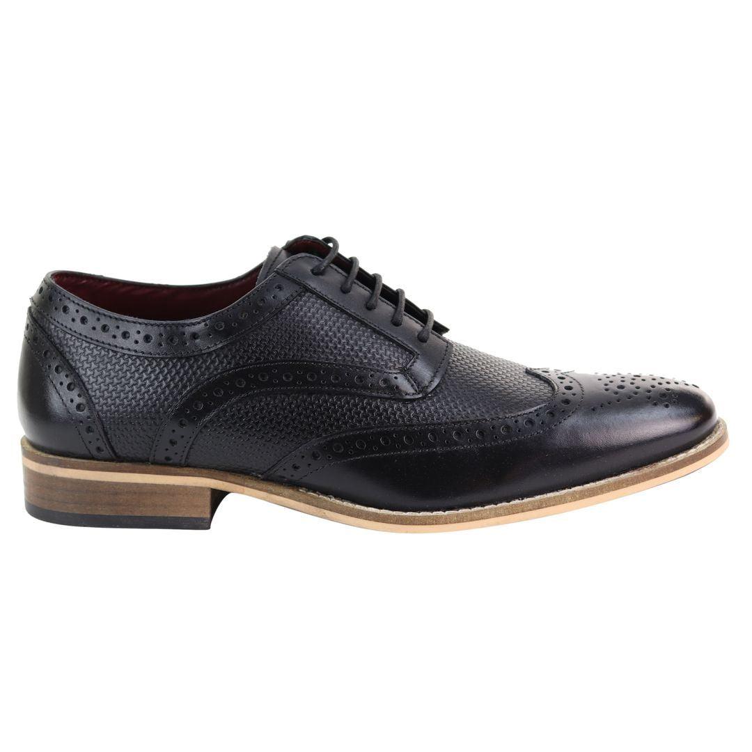 Mens Leather Brogue Shoes Oxford Laced 1920s Gatsby Brown Black Peaky Blinders - Knighthood Store
