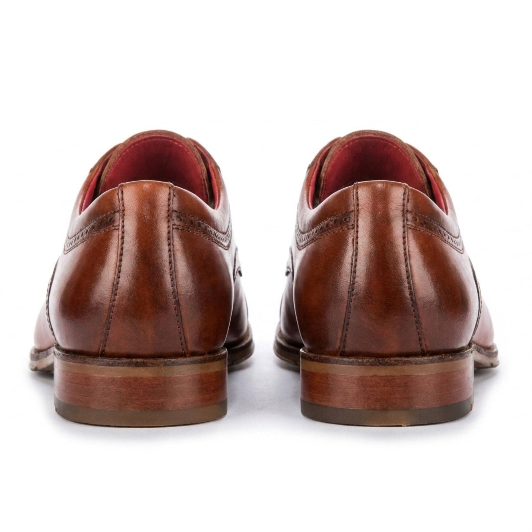 Everett - Men's Brown Polished Leather Cap Toe Derby Shoes
