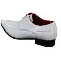 Mens Italian Design White Laced Leather Shiny Patent Shoes Smart Casual - Knighthood Store