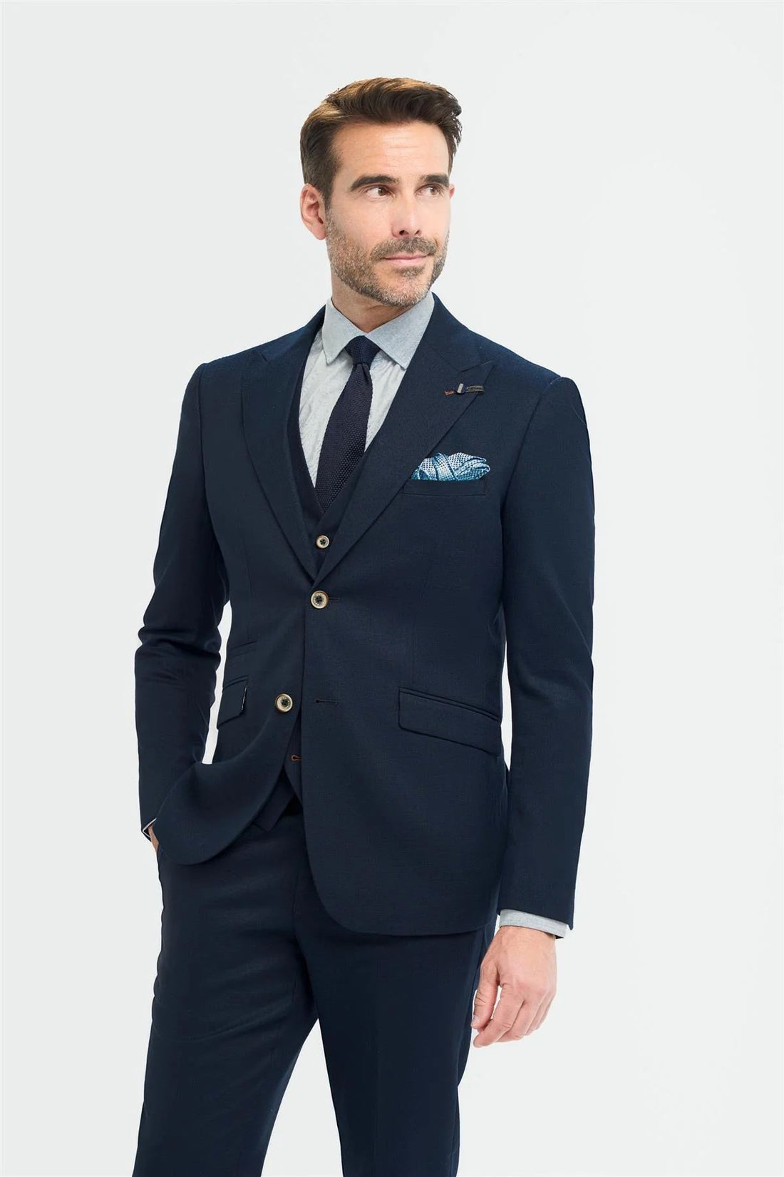 Men's Suit 3 Piece Navy Tailored Fit Wedding Prom Classic