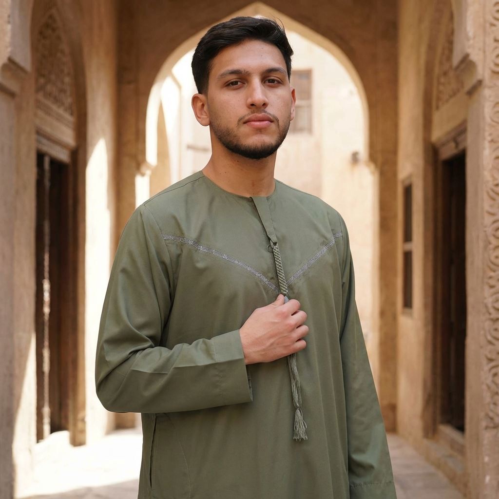 TT-008 - Men's Emirati Omani Arab Tassel Thobe