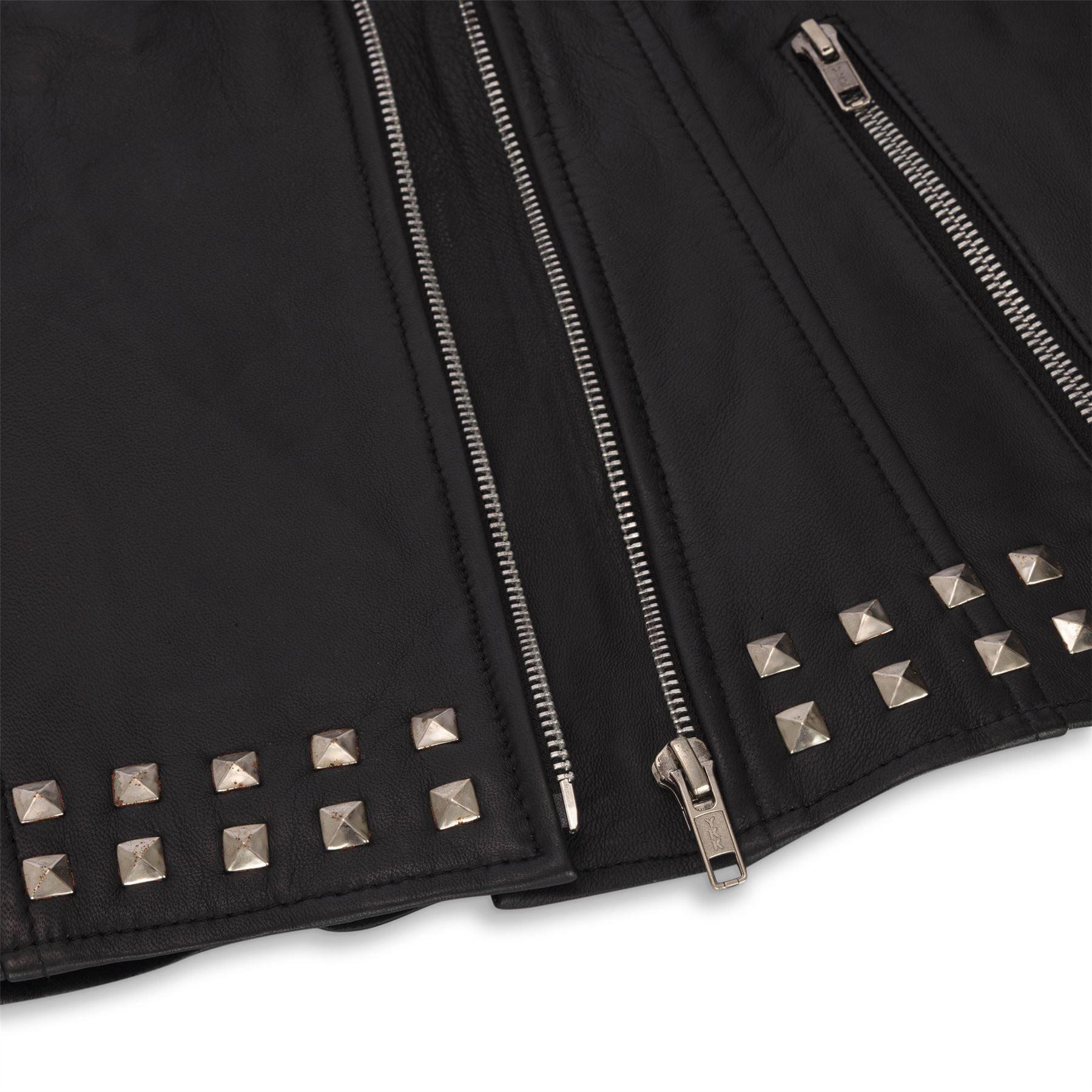 Women's Leather Jacket Cross Zip Studded Moto Brando Biker Coat - Knighthood Store