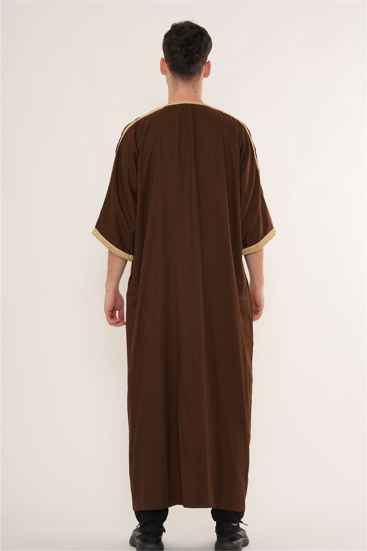 Men's Half Sleeve Embroidery Moroccan Thobe