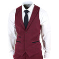 Mens Wine Maroon Check Herringbone Tweed Vintage Tailored Fit 3 Piece Suit Smart - Knighthood Store