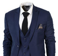 Men's Classic Navy Blue Suit 3 Piece Tailored Fit Vintage Office Wedding Prom - Knighthood Store