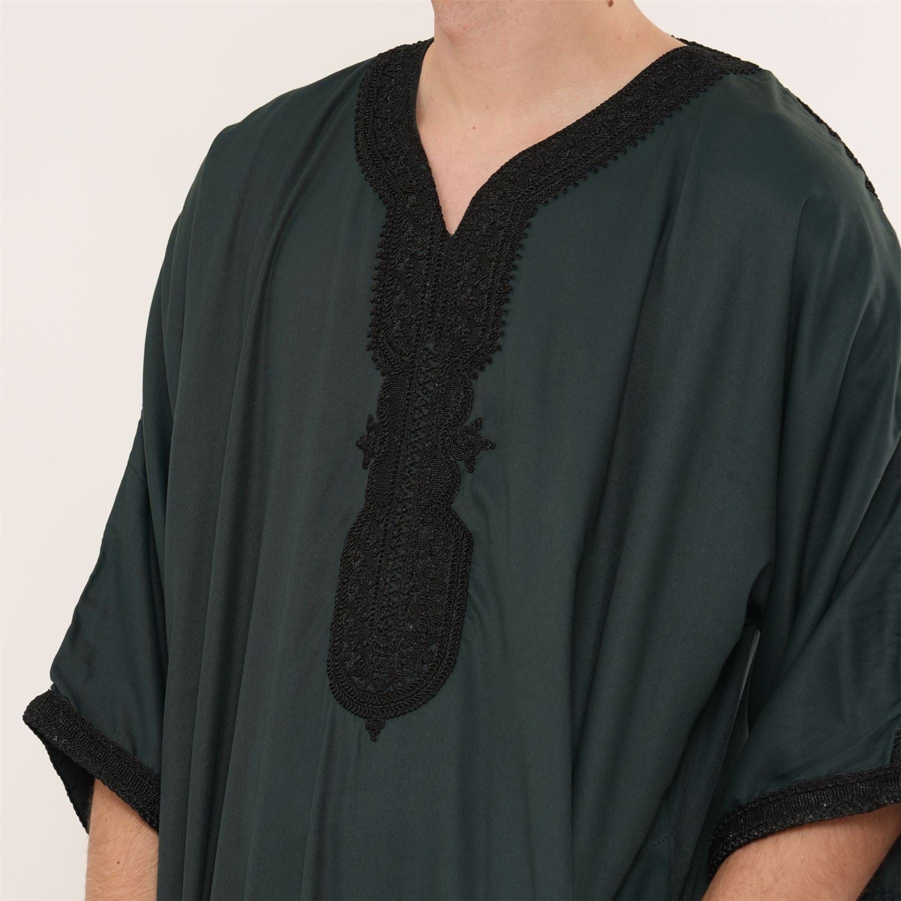 Men's Half Sleeve Embroidery Moroccan Thobe