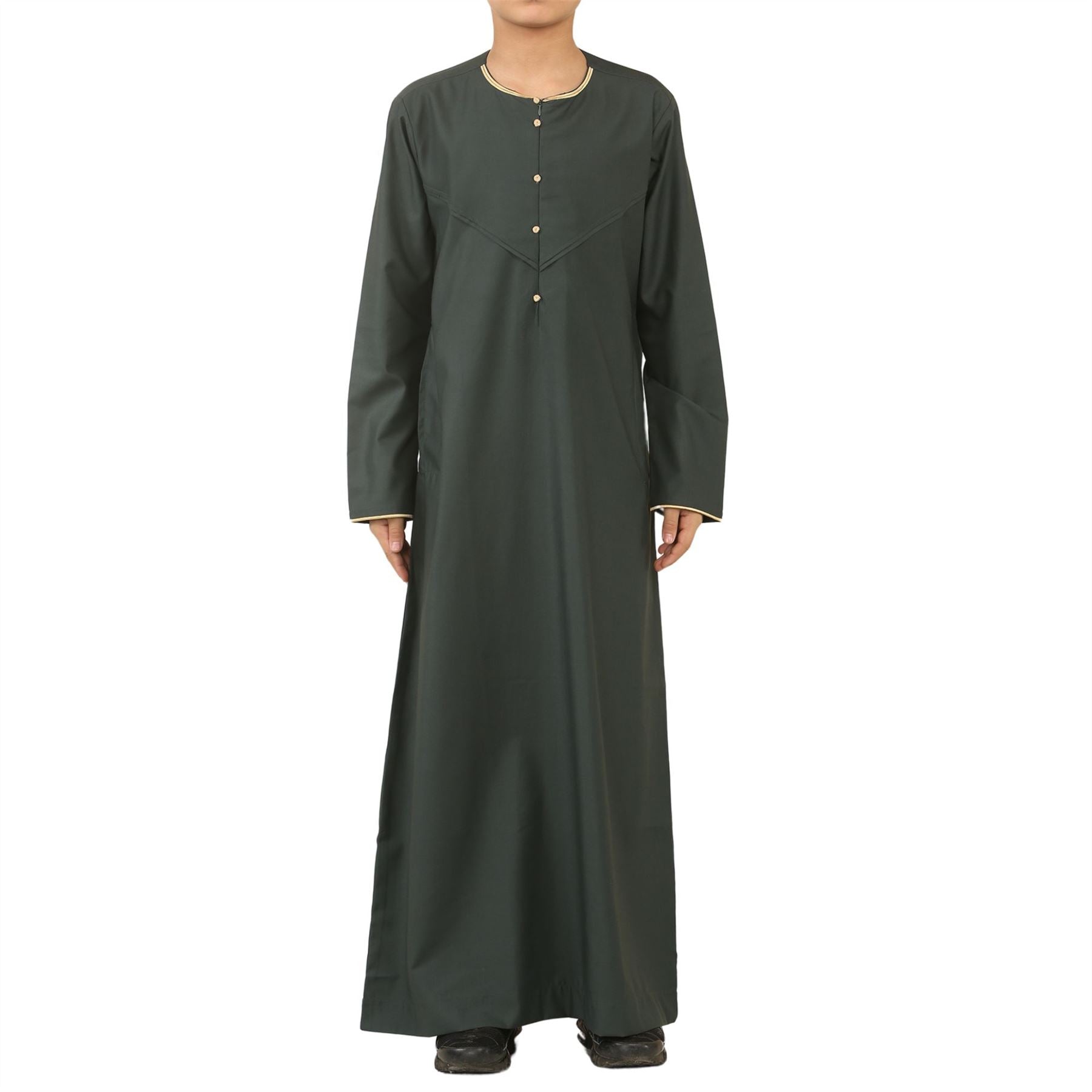Boy's Thobe Emirati Omani Jubba Islamic Clothing Muslim Kaftan Eid Robe Arab Gold Embroidery