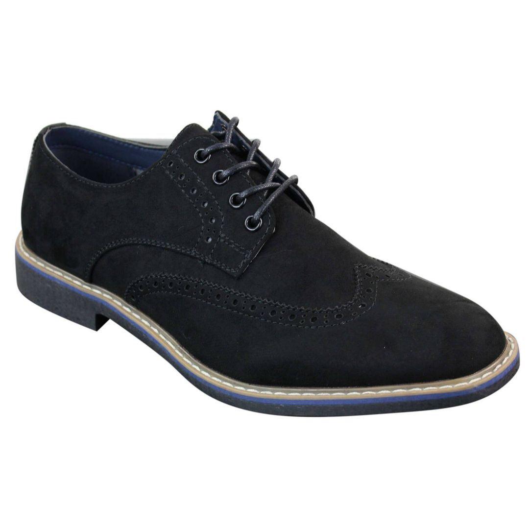 Mens Smart Casual Suede Nubuck Leather Brogues Laced Gatsby Shoes - Knighthood Store