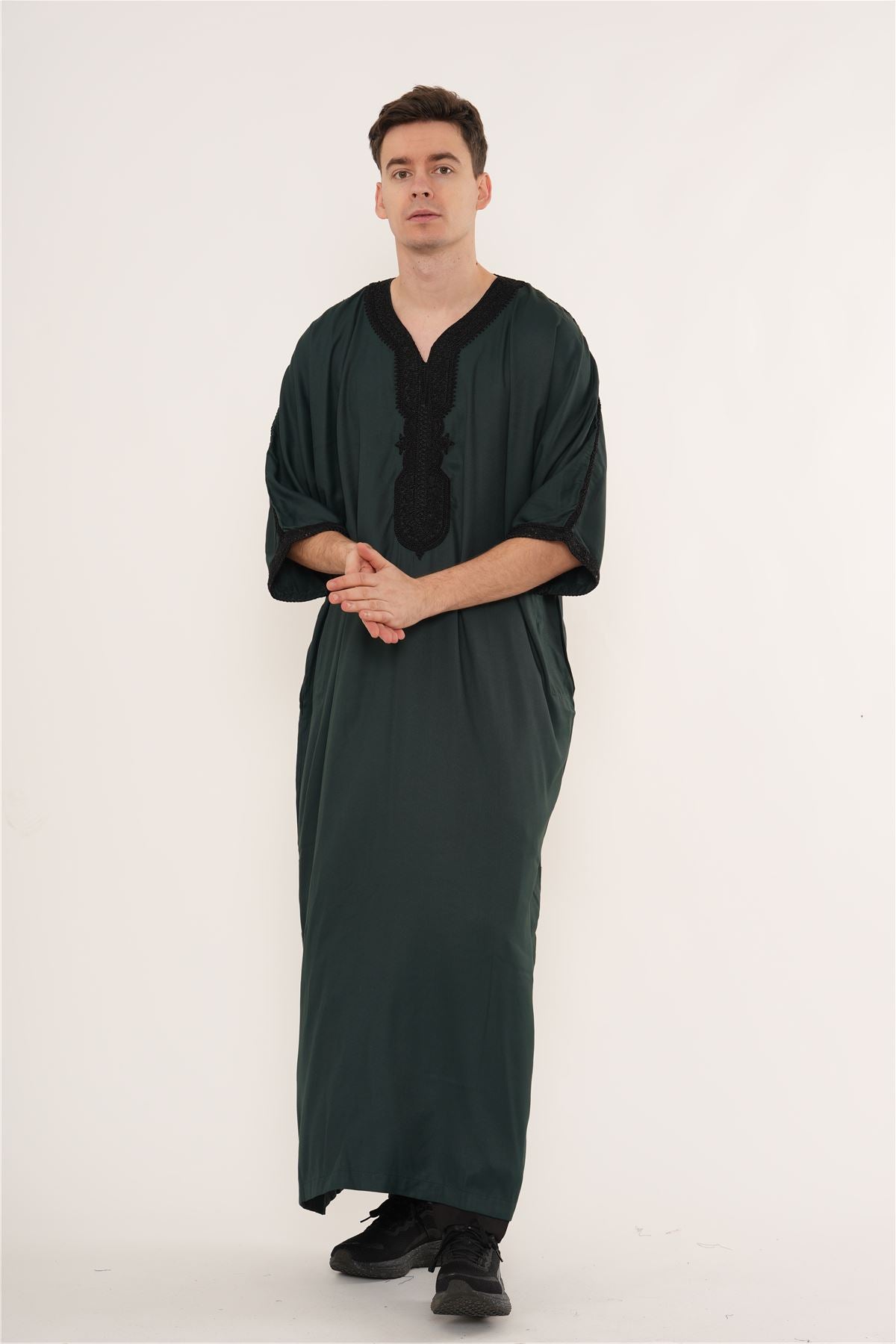 Men's Half Sleeve Embroidery Moroccan Thobe