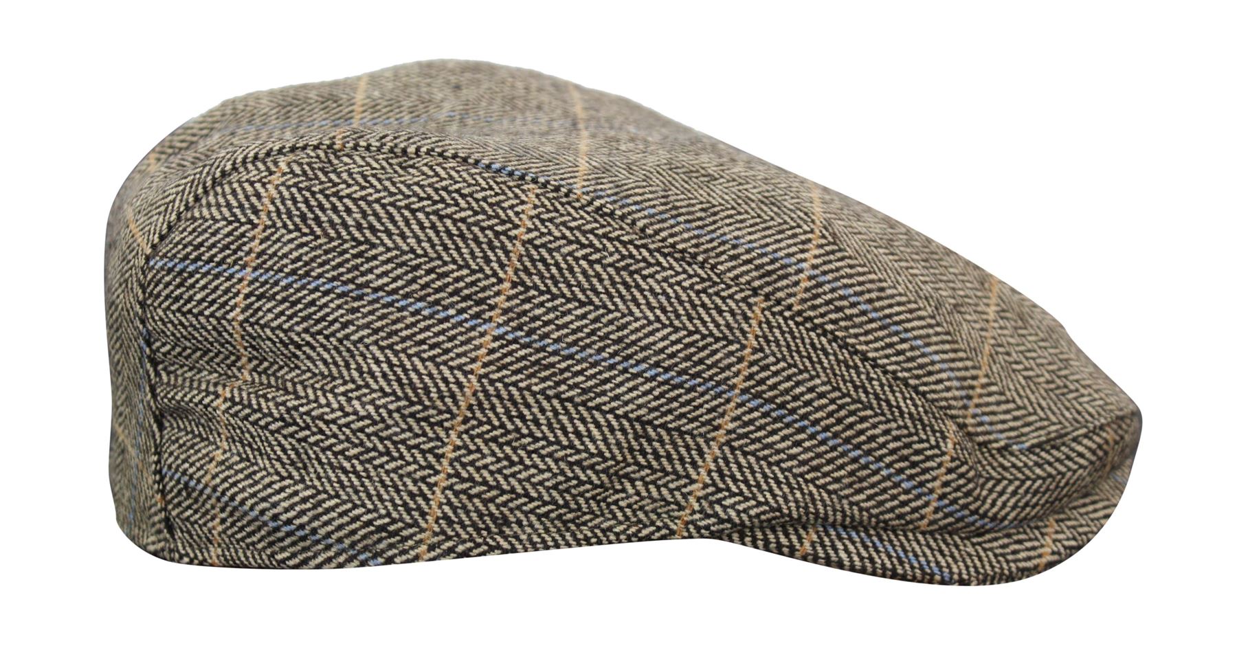 Mens Herringbone Tweed Wool Check Grandad Flat Caps Hats Vintage Green Grey Blue Brown