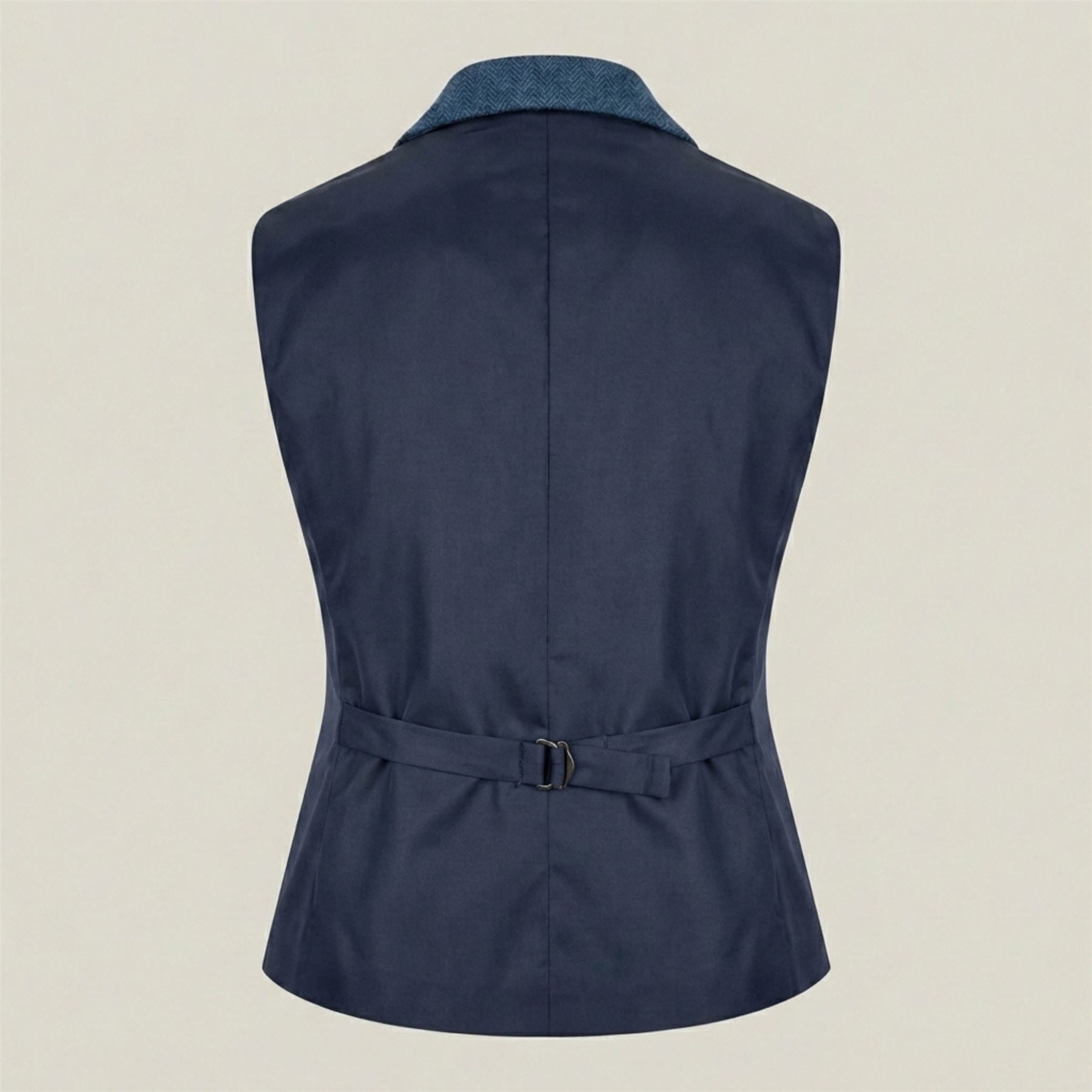 IMW-01 - Women's Blue Tweed Herringbone Blazer Waistcoat