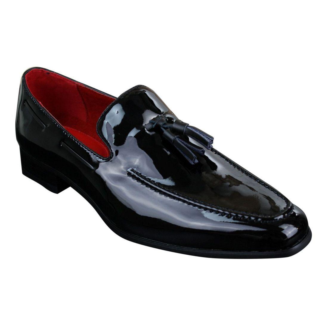 Mens Slip On Patent Shiny Tassle Driving Loafers Shoes Leather Smart Casual - Knighthood Store