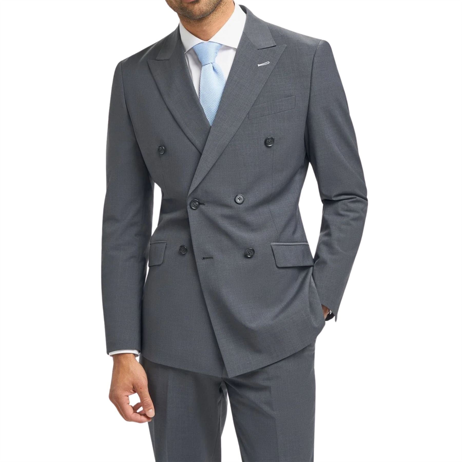 Men's Blazer Charcoal Double Breasted Tailored Fit Formal Suit Jacket