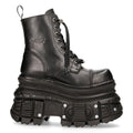 New Rock MILI083CCT-C4 Metallic Black Leather Military Boots Punk Goth Rock - Knighthood Store