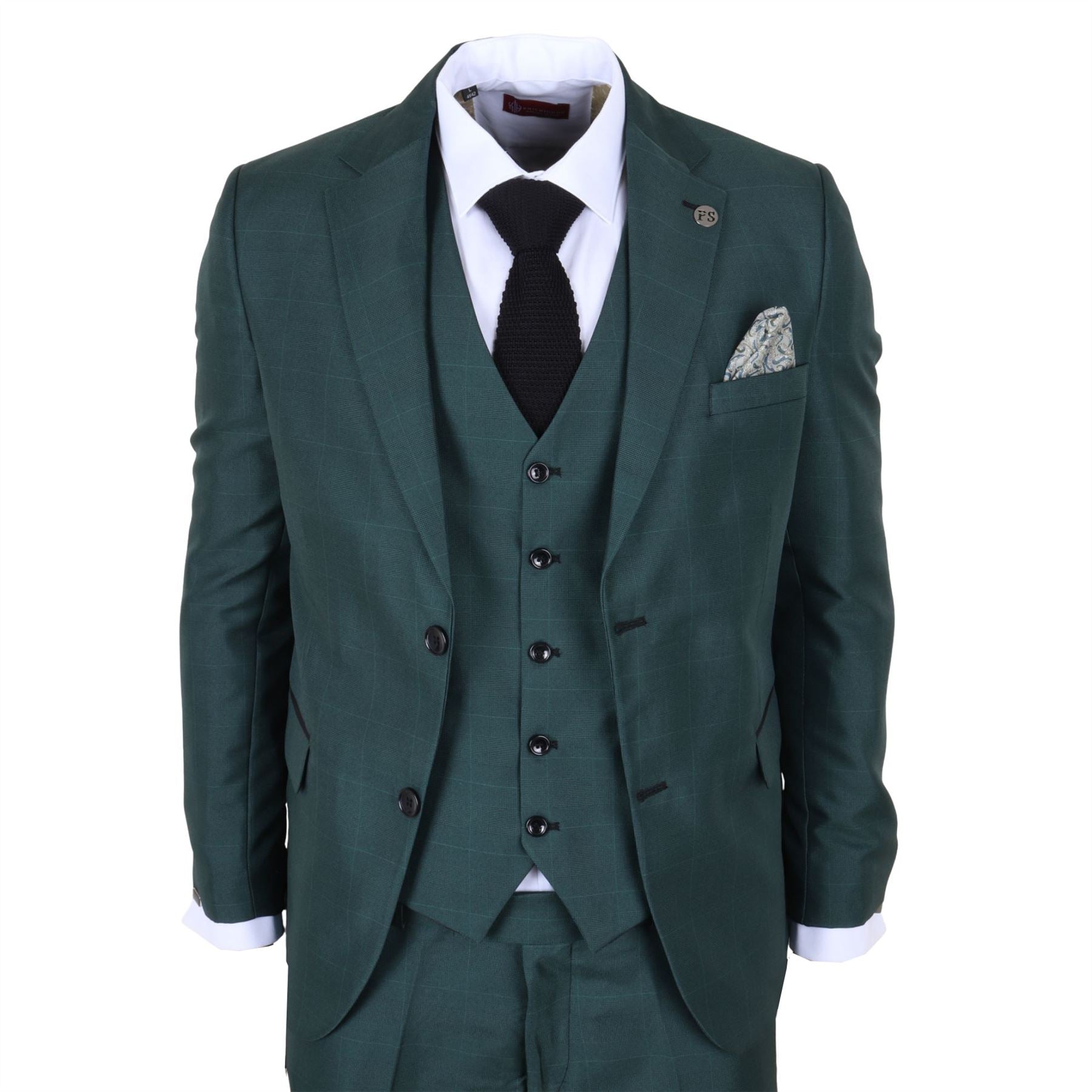 IM52 - Men's Green Check 3 Piece Tailored Fit Suit