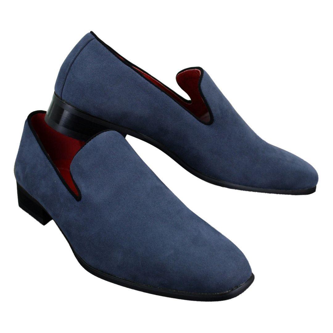 Mens Slip On Suede Driving Loafers Shoes Leather Smart Casual Red Blue Black - Knighthood Store
