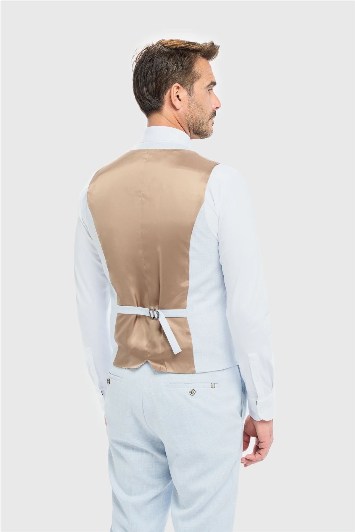 Men's Suit 3 Piece Sky Blue Tailored Fit Wedding Prom Classic