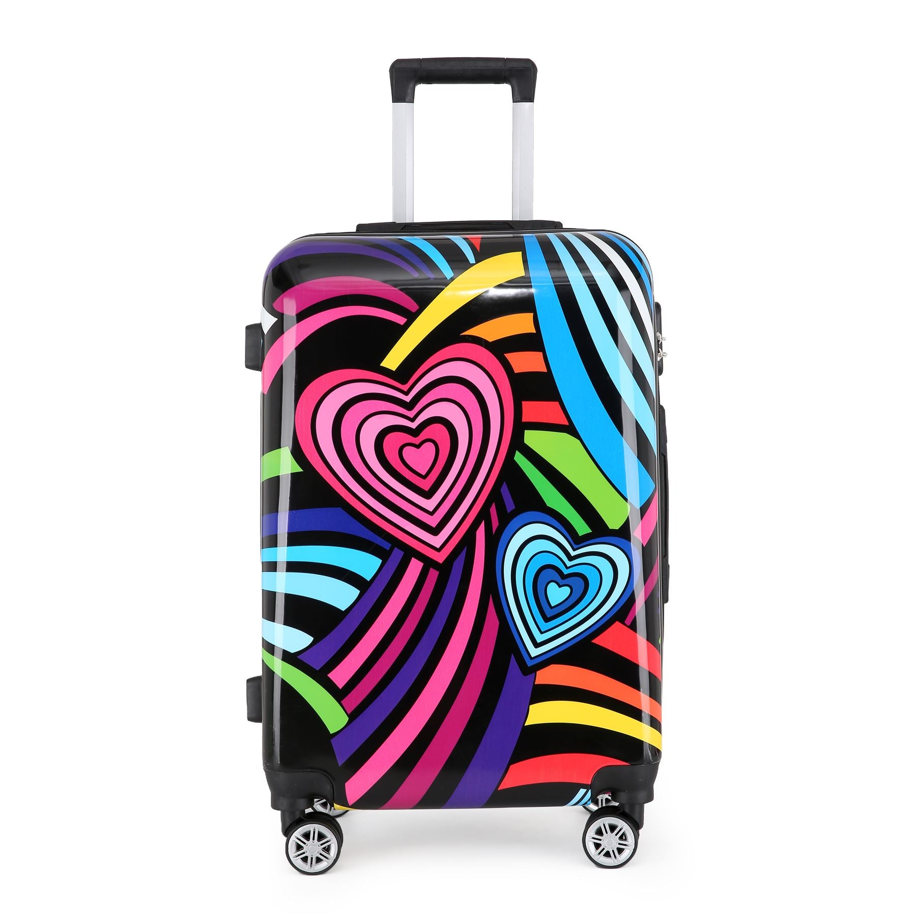 Hard Shell Suitcase Flower Heart Printed Luggage Travel Bag