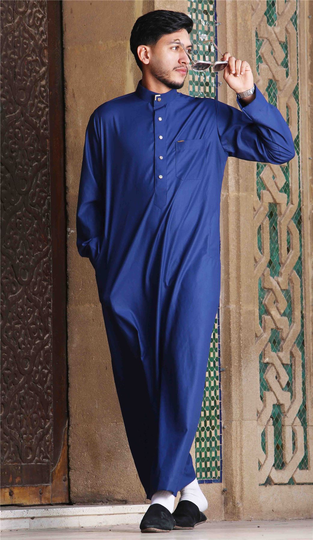 TT-005 - Men's Saudi Emirati Thobe Arab Nehru High Collar