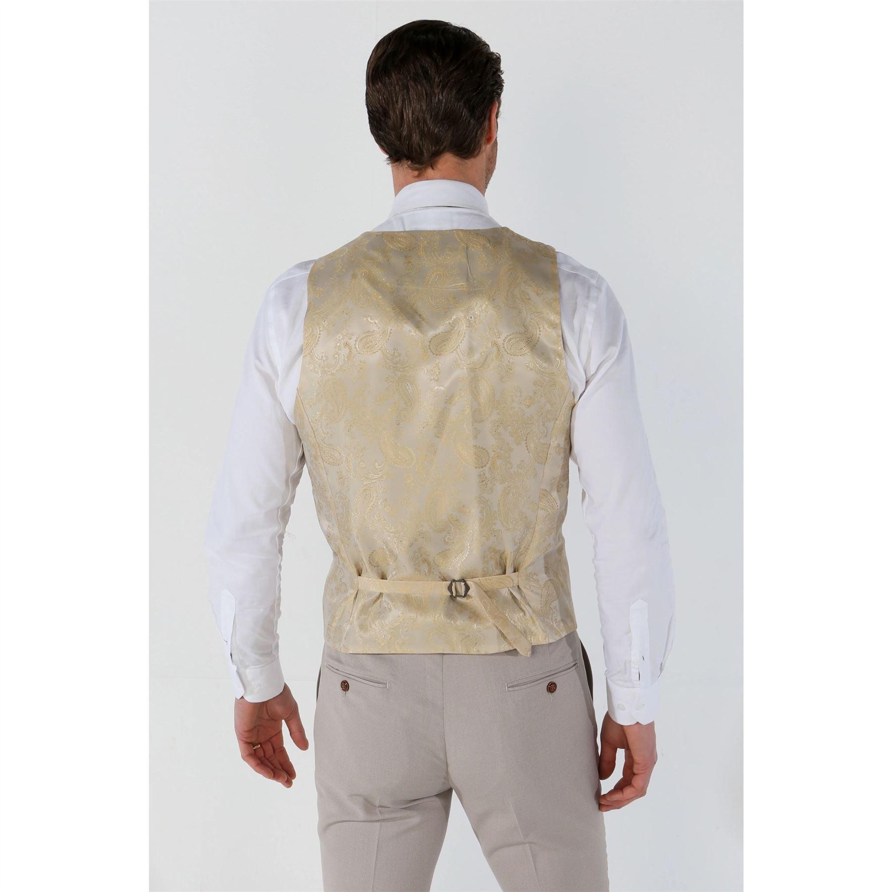 Men's Waistcoat Beige Birdseye Tailored Fit Summer Wedding Vest - Knighthood Store