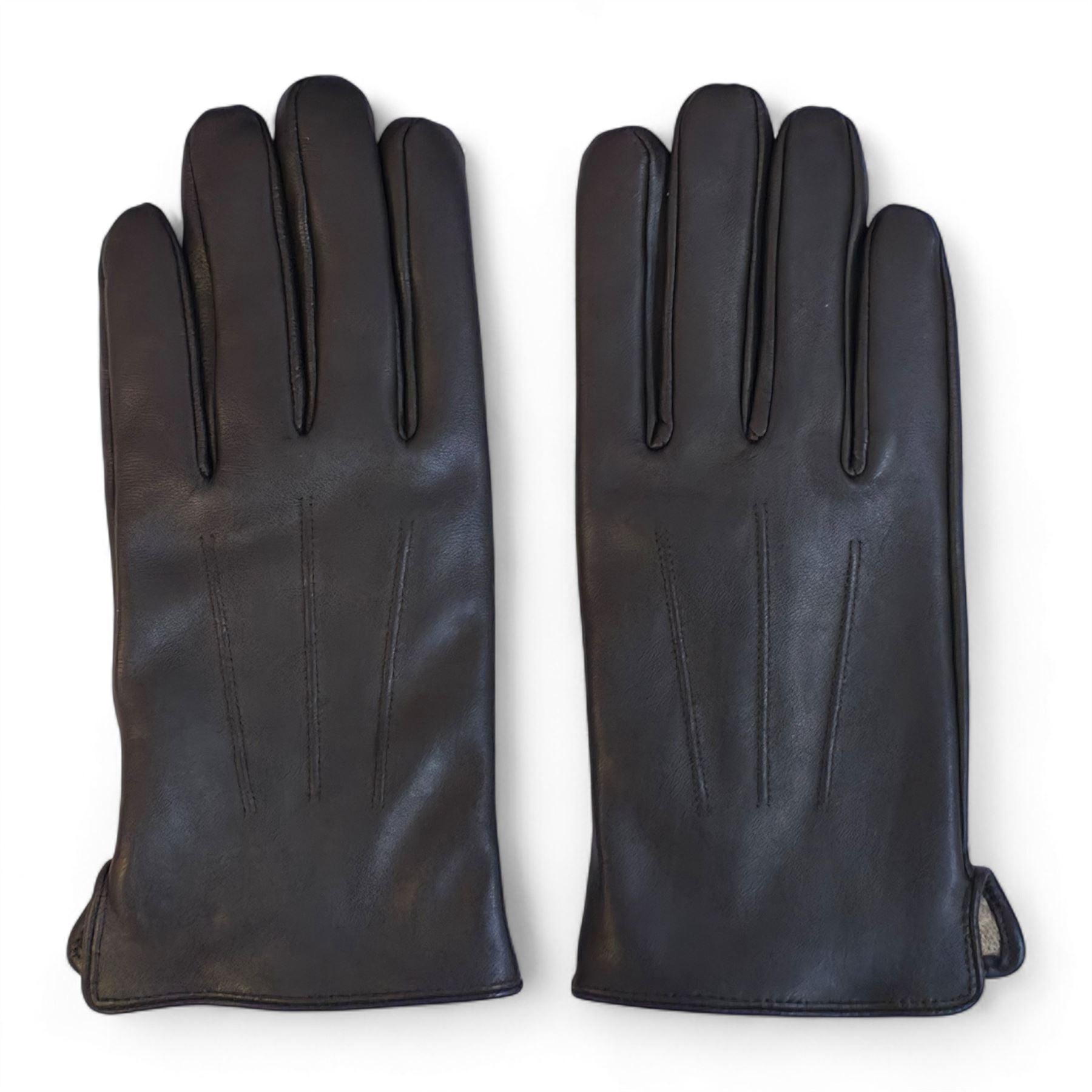 Men's Leather Wool Lined Elastic Wrist Gloves