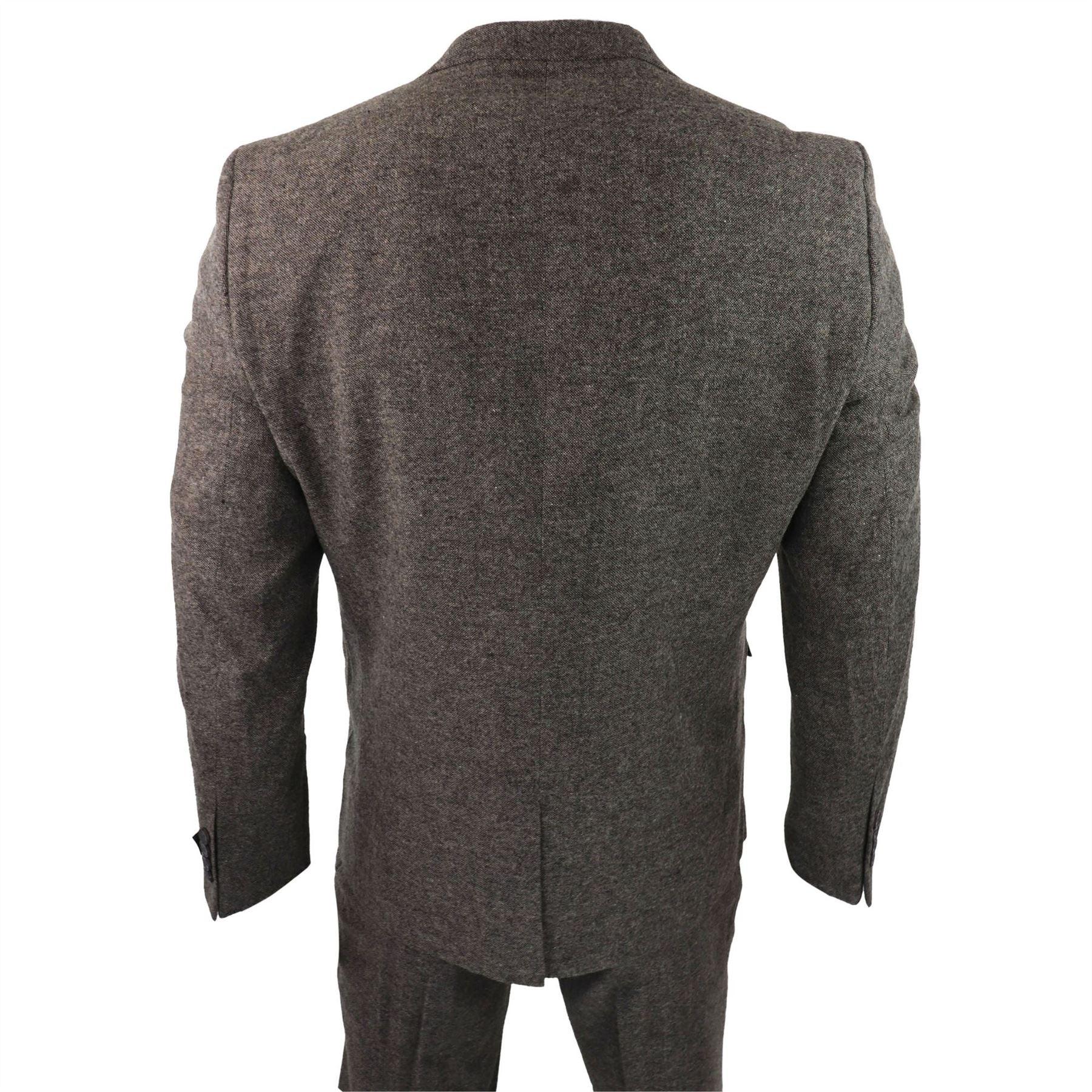 Mens Wool 3 Piece Suit Double Breast Waistcoat Tweed Blinders Classic 1920s Oak - Knighthood Store