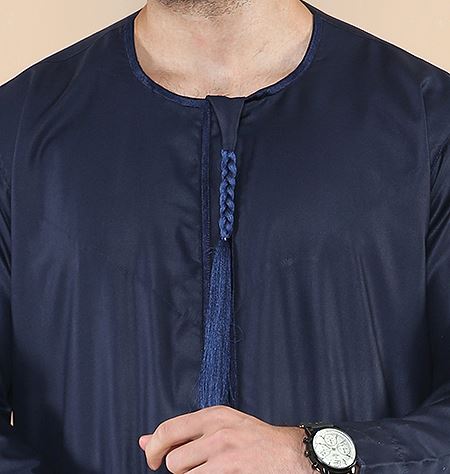 Mens Thobe Jubba Islamic Clothing Muslim Kaftan Emirati Omani Robe Arab Tassel