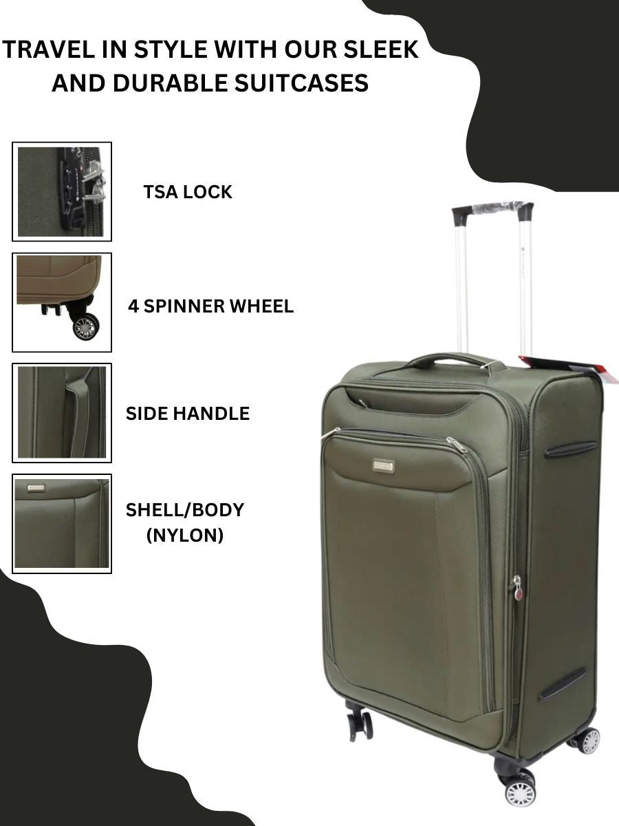 Soft Suitcase Dual 4-Wheel Spinners Expandable Luggage