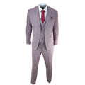 Mens 3 Piece Suit Blush Pink Summer Linen Tailored Fit Wedding Prom Classic - Knighthood Store