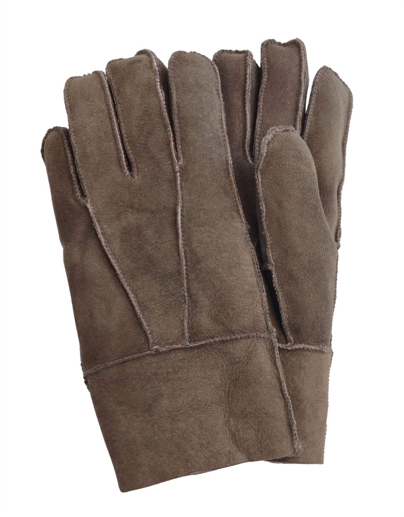 Unisex Suede Leather Shearling Wool Lined Thermal Gloves