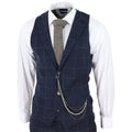 Men's 3 Piece Suit Wool Tweed Navy Blue Brown Check 1920s Gatsby Formal Dress Suits - Knighthood Store