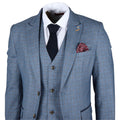 Men's Blazer Blue Checked Classic Sport Coat Plaid Tailored Fit - Knighthood Store