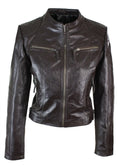 New Ladies Womens Real Leather Slim Fit Soft Zip Biker Style Jacket - Knighthood Store