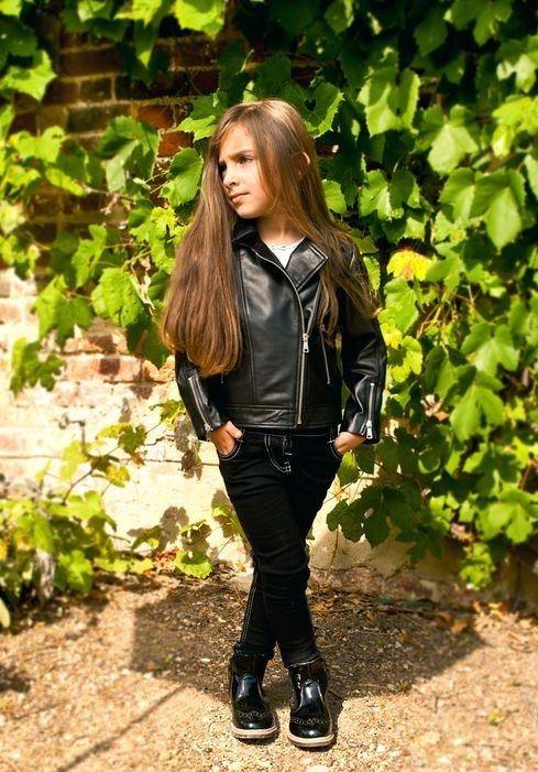 Girls Kids Real leather Biker Style Jacket Cross Zip Black Pink Age - Knighthood Store