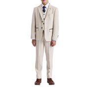 Regent - Boys Cream 3 Piece Prince Of Wales Checked Suit