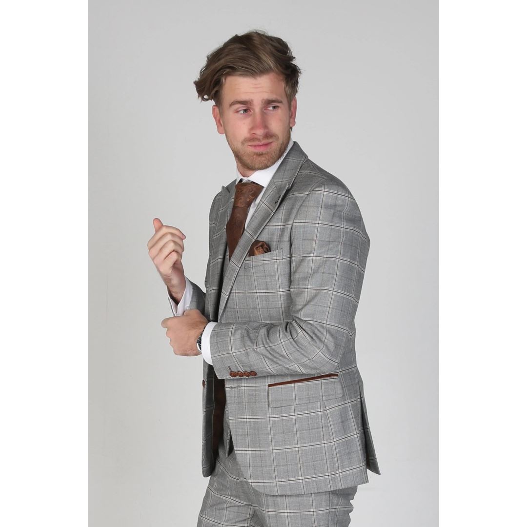 Francis - Men's Grey Check Blazer Office Wedding