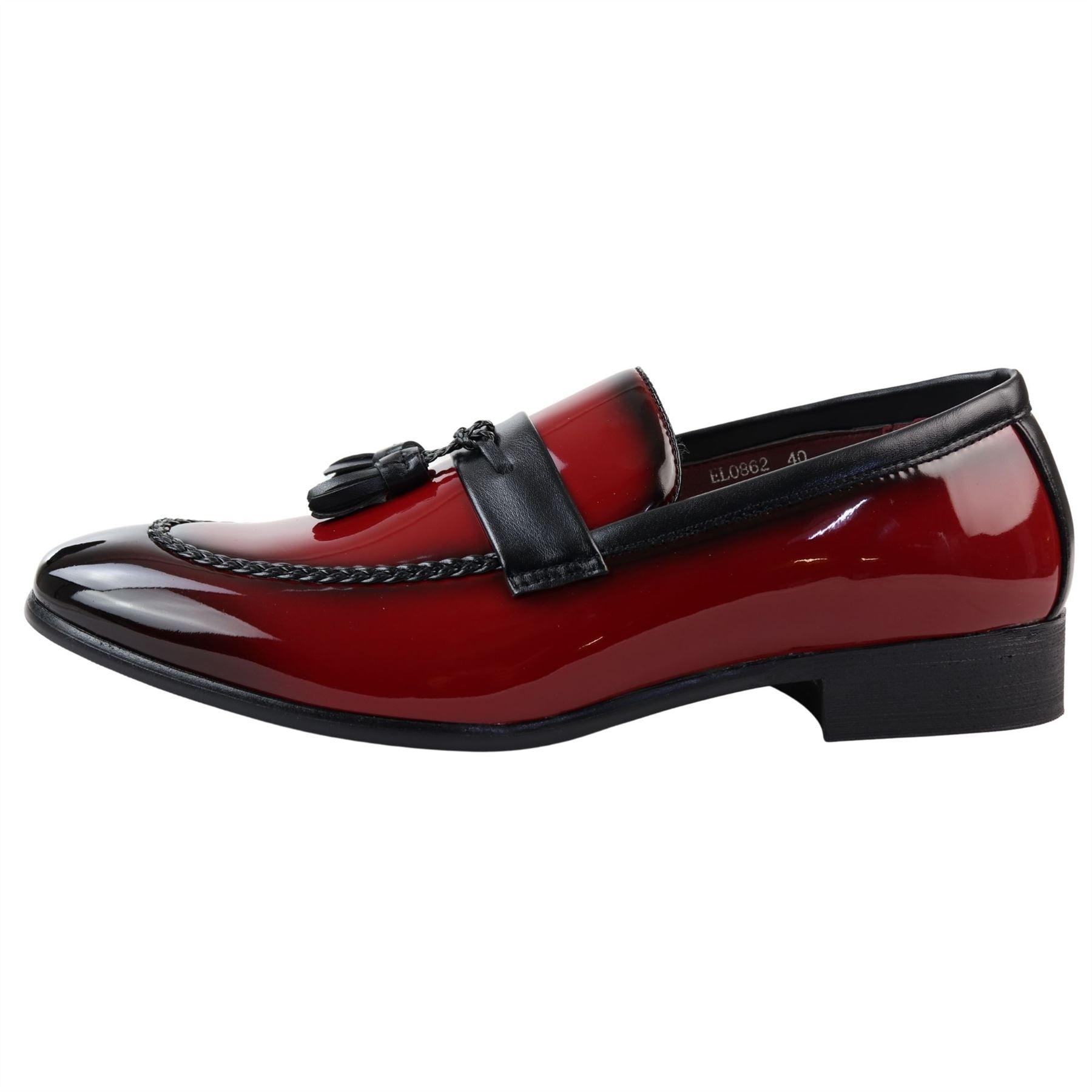 Men's Moccasin Loafers Patent Leather Lined Slip On Tassel Formal Dress Shoes - Knighthood Store